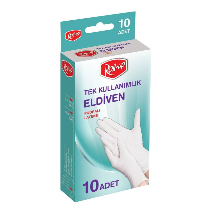 Roll-up Pudralı Latex Eldiven 10'lu - 1