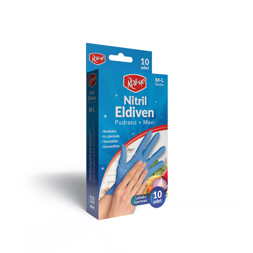Roll-up Pudrasız Nitril Eldiven 10'Lu - 1