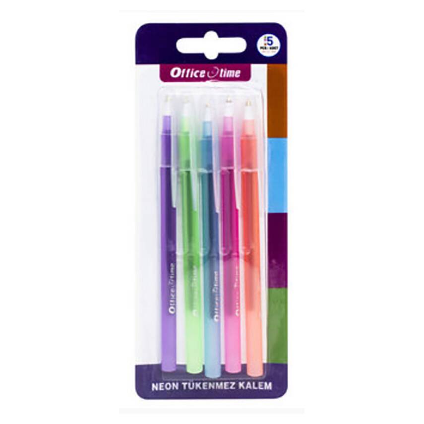 School Time Tükenmez Kalem Neon Renkler 5'li - 1