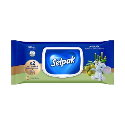 Selpak Organik Bambu & Zeytinyağlı Özlü Islak Mendil 50'li - Selpak
