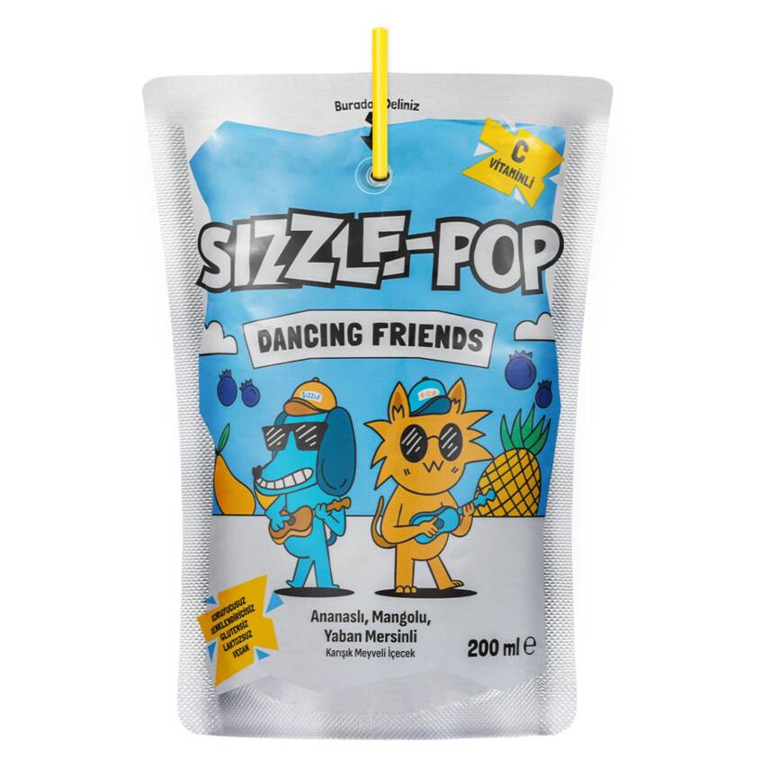 Sizzle-Pop Dancing Friends Ananas Mango Yaban Mersini 200 Ml - 1