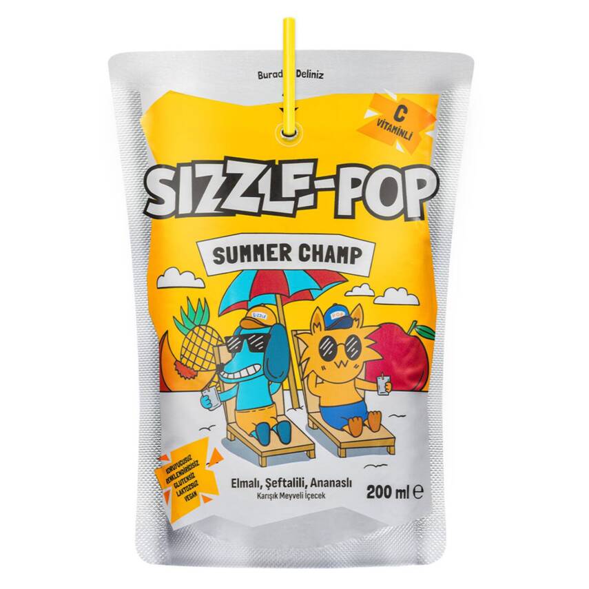 Sizzle-Pop Summer Champ Şeftali Elma Ananas 200 Ml - 1