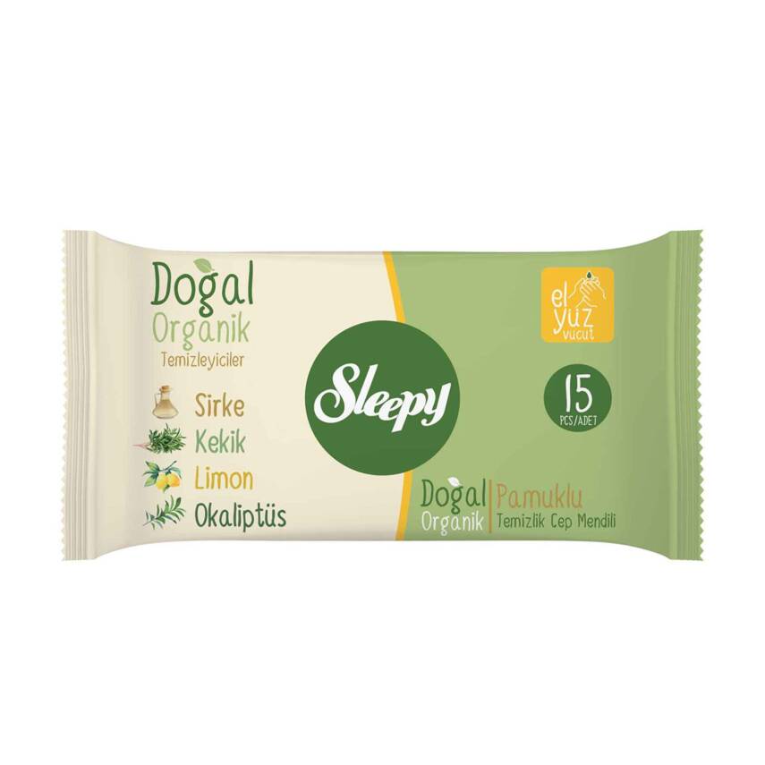 Sleepy Doğal Organik Pamuklu Islak Cep Mendili 3X15'li - 1