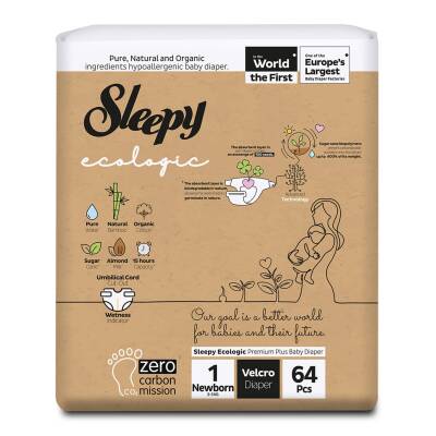 Sleepy Ecologıc Bebek Bezı 1 Beden Yenıdogan 2-5 Kg 64'Lu - Sleepy