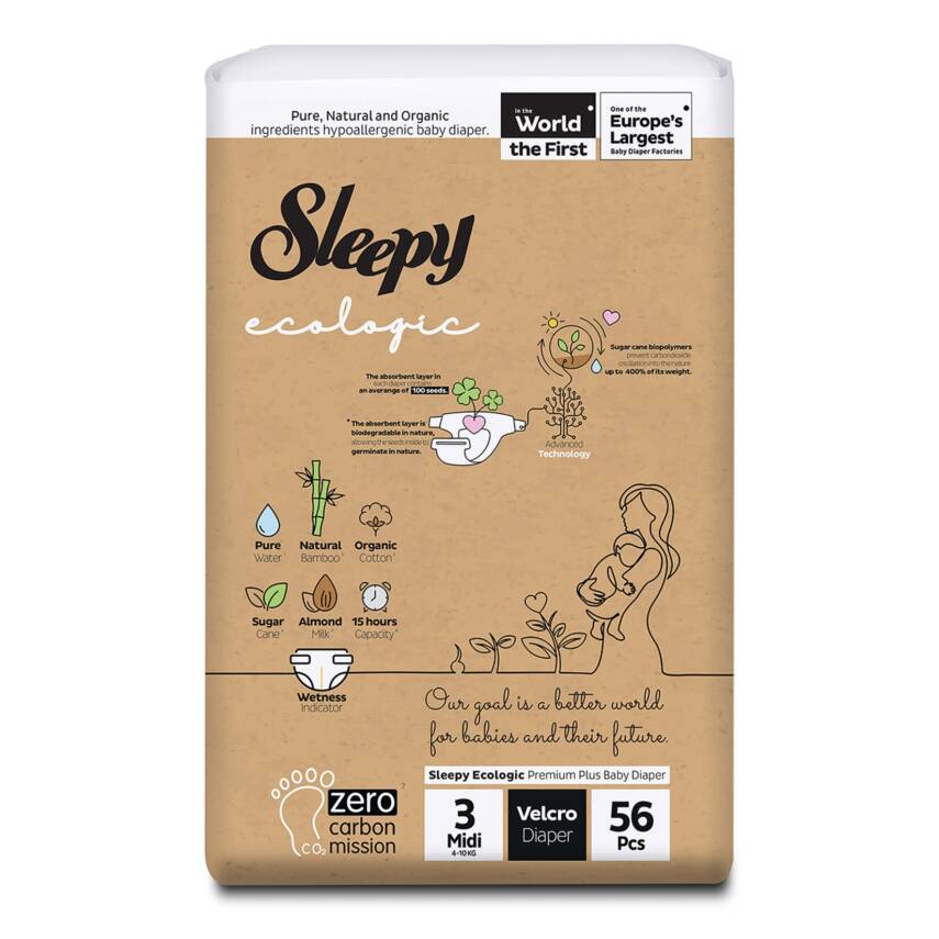 Sleepy Ecologıc Bebek Bezı 3 Beden Mıdı 4-10 Kg 56'Lı - 1