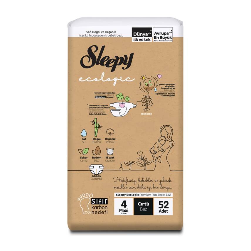 Sleepy Ecologic Bebek Bezi 4 No Maxi 7-16 Kg 52'li - 1