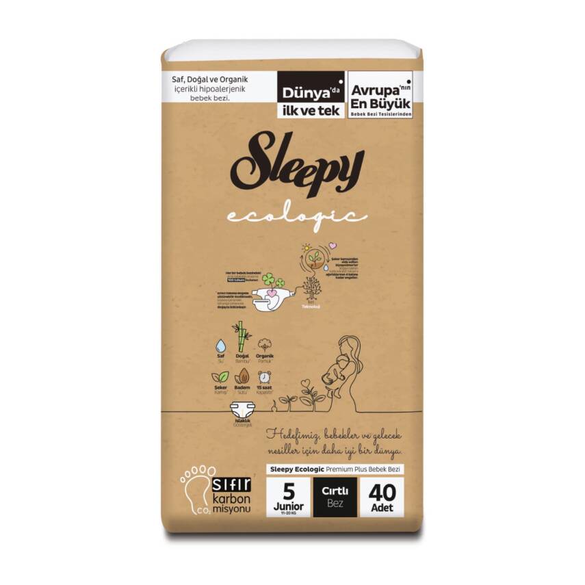 Sleepy Ecologic Bebek Bezi 5 Beden Junior 11-20 Kg 40'lı - 1