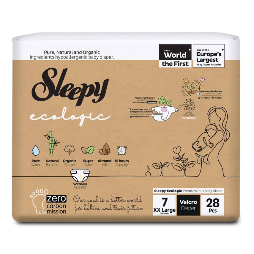Sleepy Ecologıc Bebek Bezı 7 Beden Xxl 20-30 Kg 28'Lı - 1