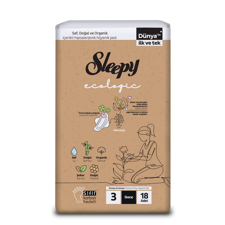 Sleepy Ecologic Soft Hijyenik Ped Gece 18'li - 1