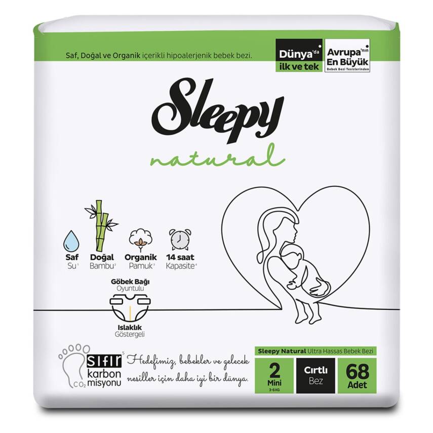 Sleepy Natural Jumbo Paket 2 Beden Mini 3-6 Kg 68'li - 1