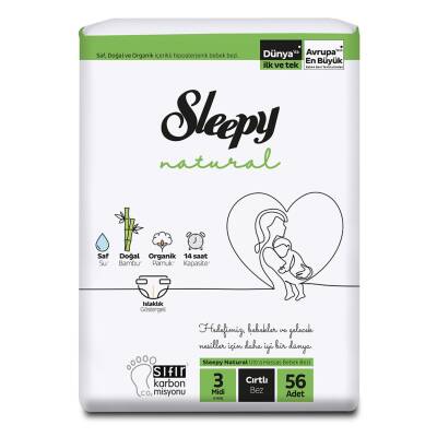 Sleepy Natural Jumbo Paket 3 Beden Midi 4-9 Kg 56'li - Sleepy