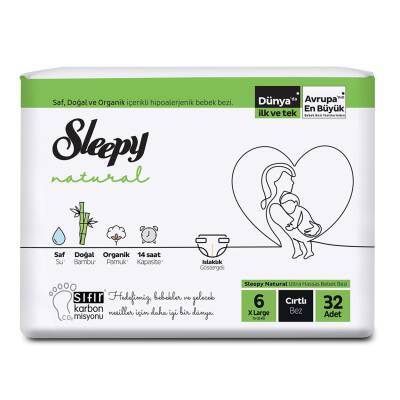 Sleepy Natural Jumbo Paket 6 Beden XL 15-25 Kg 32'li - Sleepy