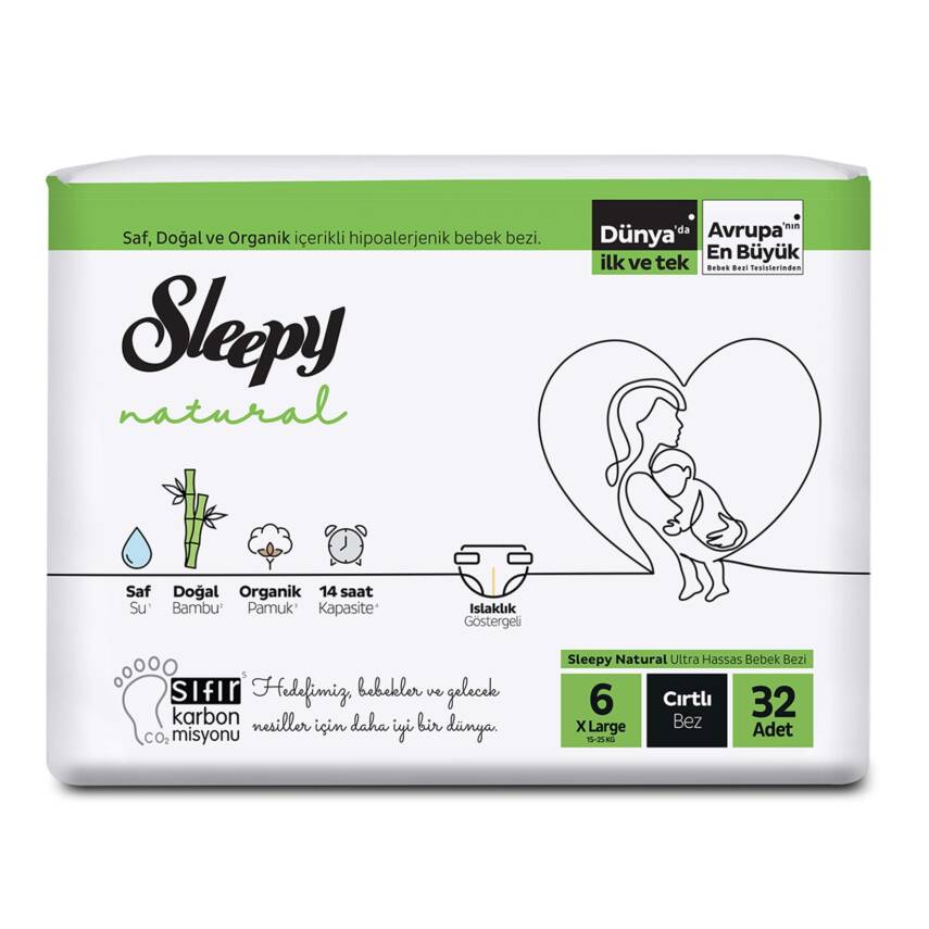 Sleepy Natural Jumbo Paket 6 Beden XL 15-25 Kg 32'li - 1