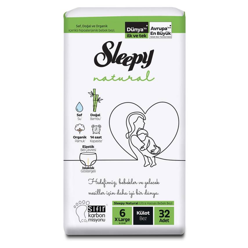 Sleepy Natural Külot Bez 6 Beden XL 15-25 Kg 32'li - 1