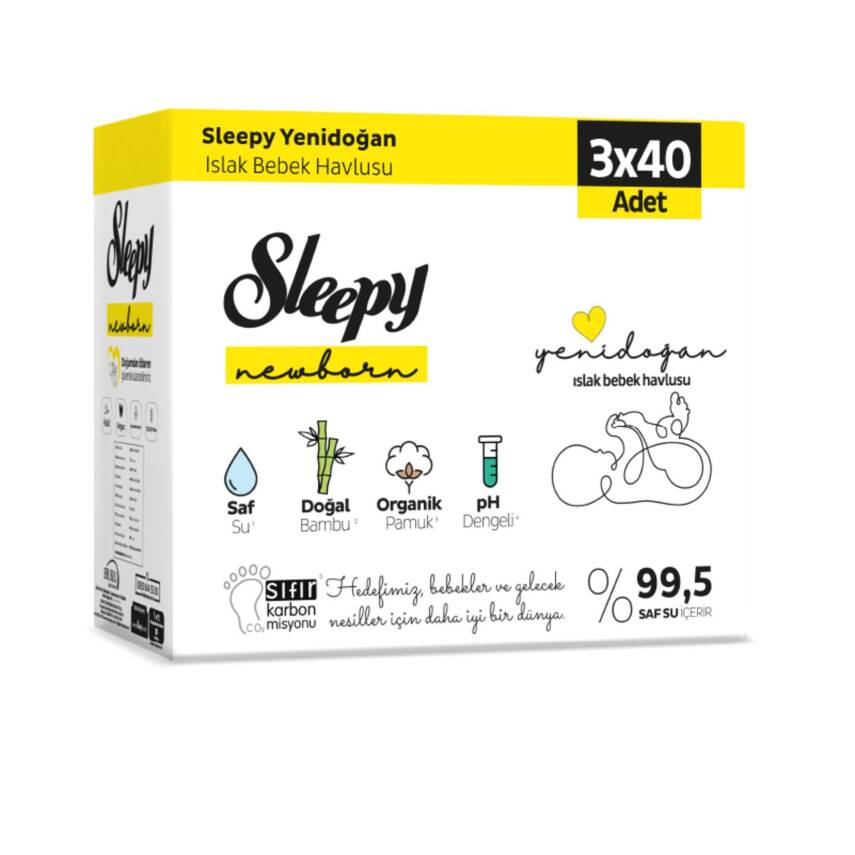 Sleepy Natural Yenidoğan Islak Havlu 3X40 Adet - 1