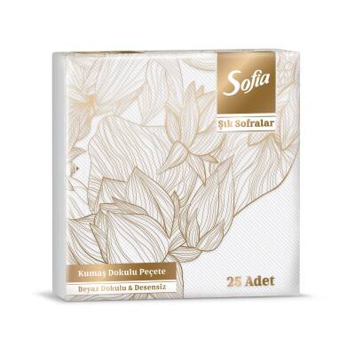 Sofia Kumaş Dokulu Peçete Beyaz 25'li - Sofia