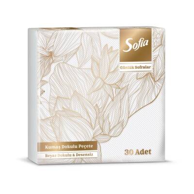 Sofia Kumaş Dokulu Peçete Beyaz 30'lu - Sofia