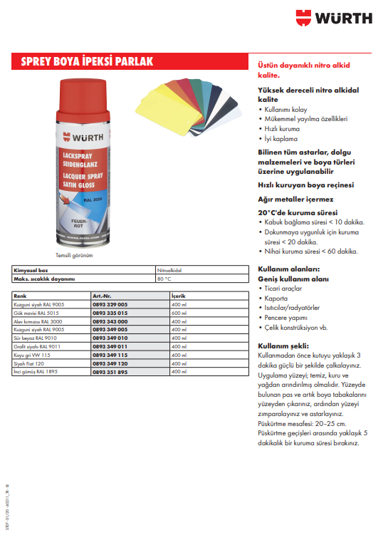 Sprey Boya RAL9005 İpeksi Siyah 400ML - 2