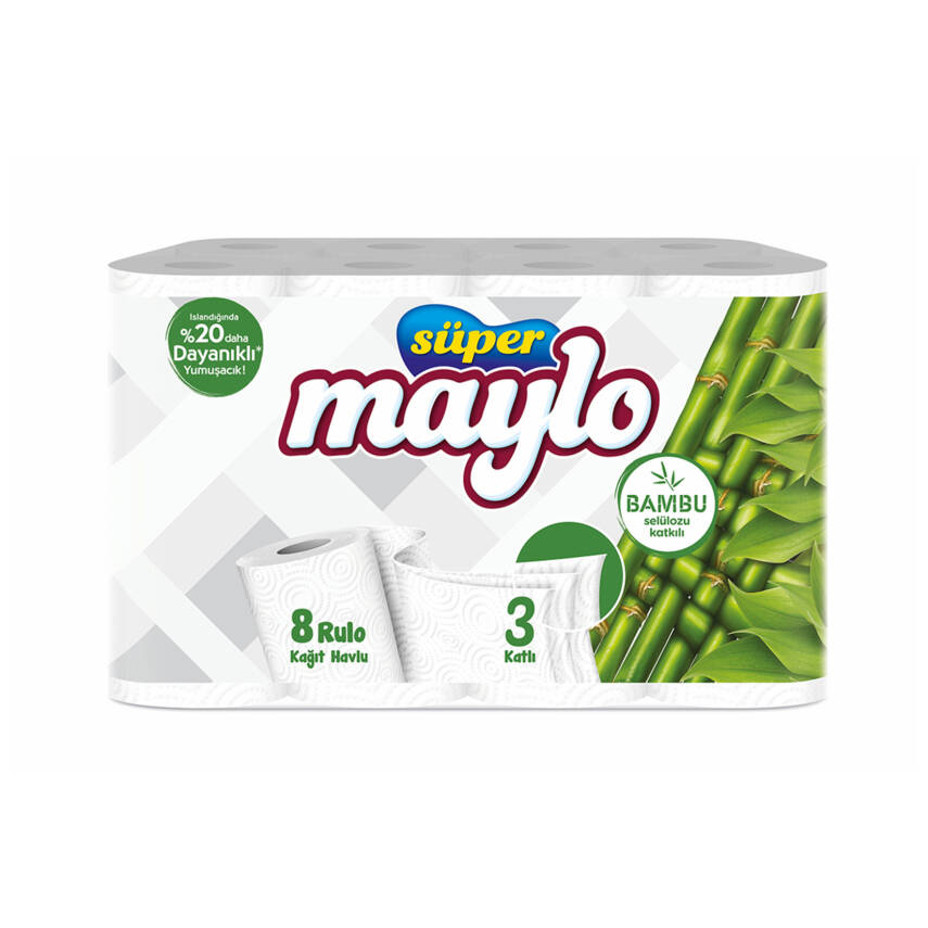 Süper Maylo Bambu Katkılı Kağıt Havlu 8'li - 1