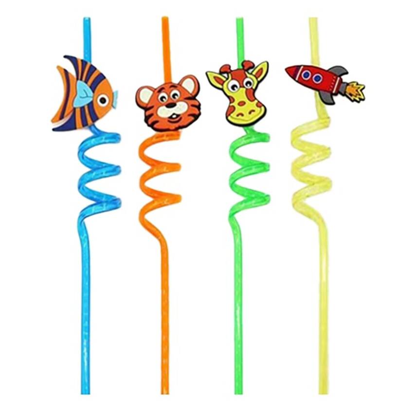 Topstar Figürlü Spiralli Renkli Pipet 4'lü - 1