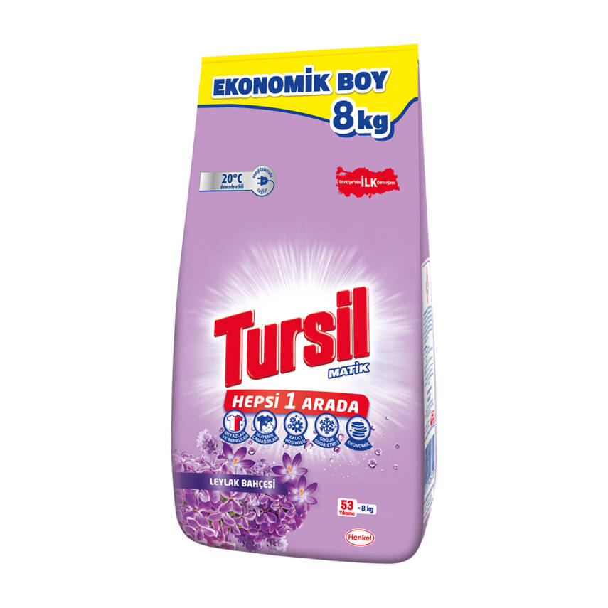Tursilmatik Toz Çamaşır Deterjanı 8kg (53 Yıkama) Leylak Bahçesi - 1