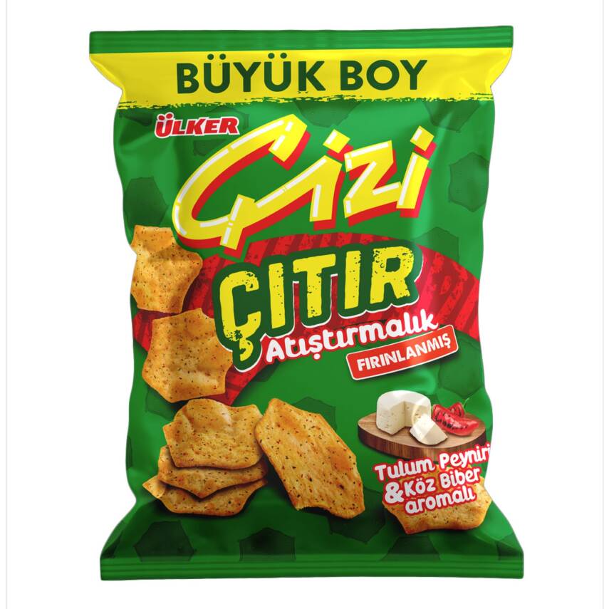 Ülker Çizi Çıtır Atıştırmalık Peynir & Köz Biber Çerez 80 G - 1