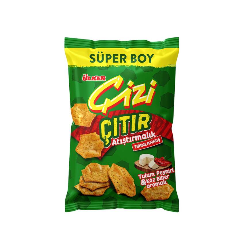 Ülker Çizi Çıtır Tulum Peynirli Köz Biberli Süper Boy Çerez 120 G - 1