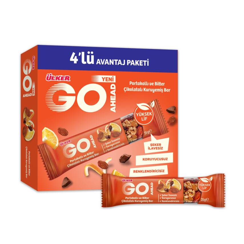 Ülker Go Ahead Portakallı Kuruyemiş Bar 4 x 35 G - 1