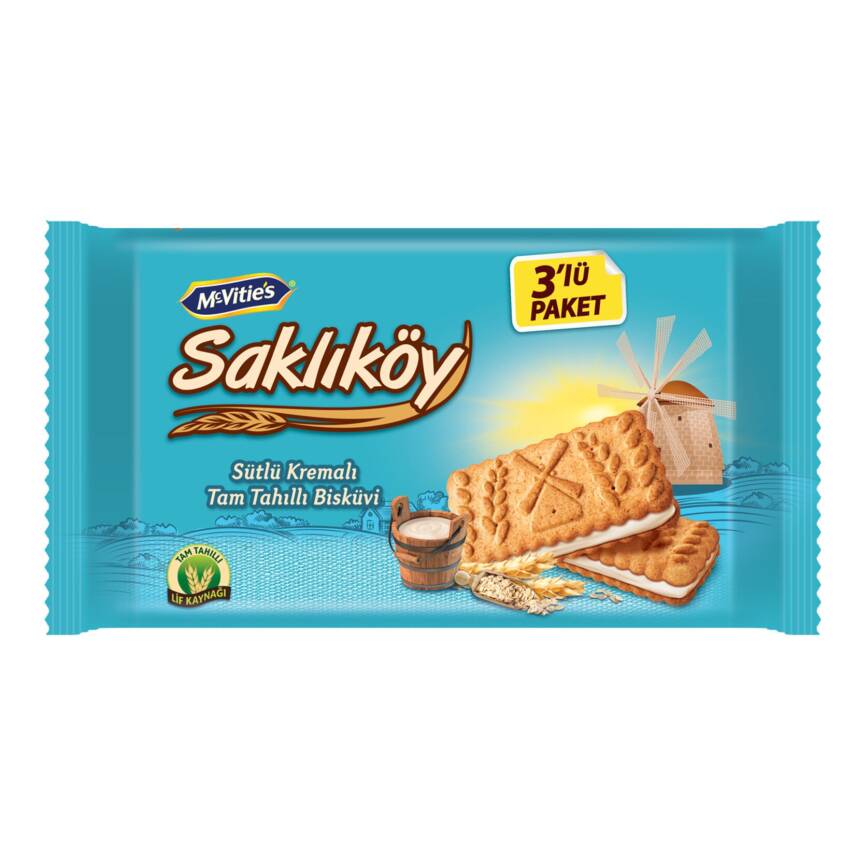 Ülker Saklıköy Sütlü Kremalı Bisküvi 3 x 88 G - 1