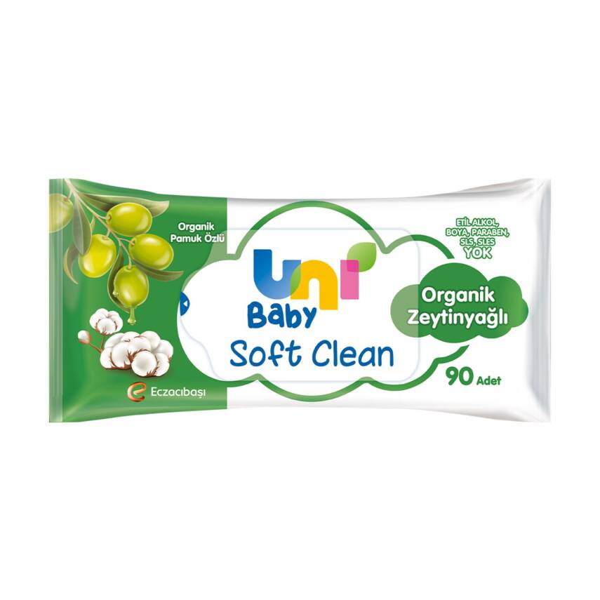 Uni Baby Soft Clean 90'lı Organik Zeytinyağlı Islak Havlu - 1