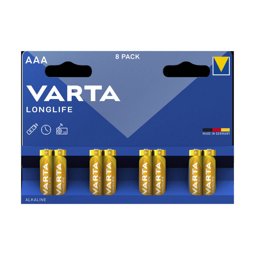 Varta Longlife AAA İnce Kalem Alkalin Pil Paket 8'li - 1