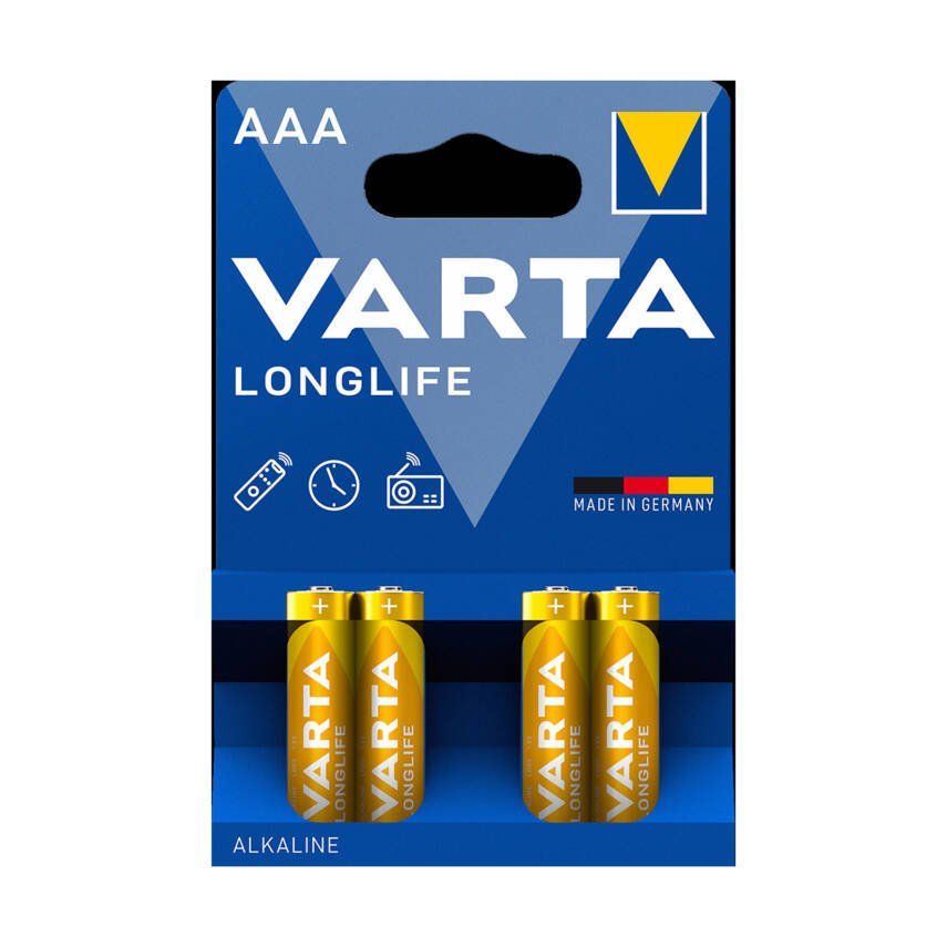 Varta Longlife AAA İnce Kalem Pil 4'lü Paket (Alkalin) - 1