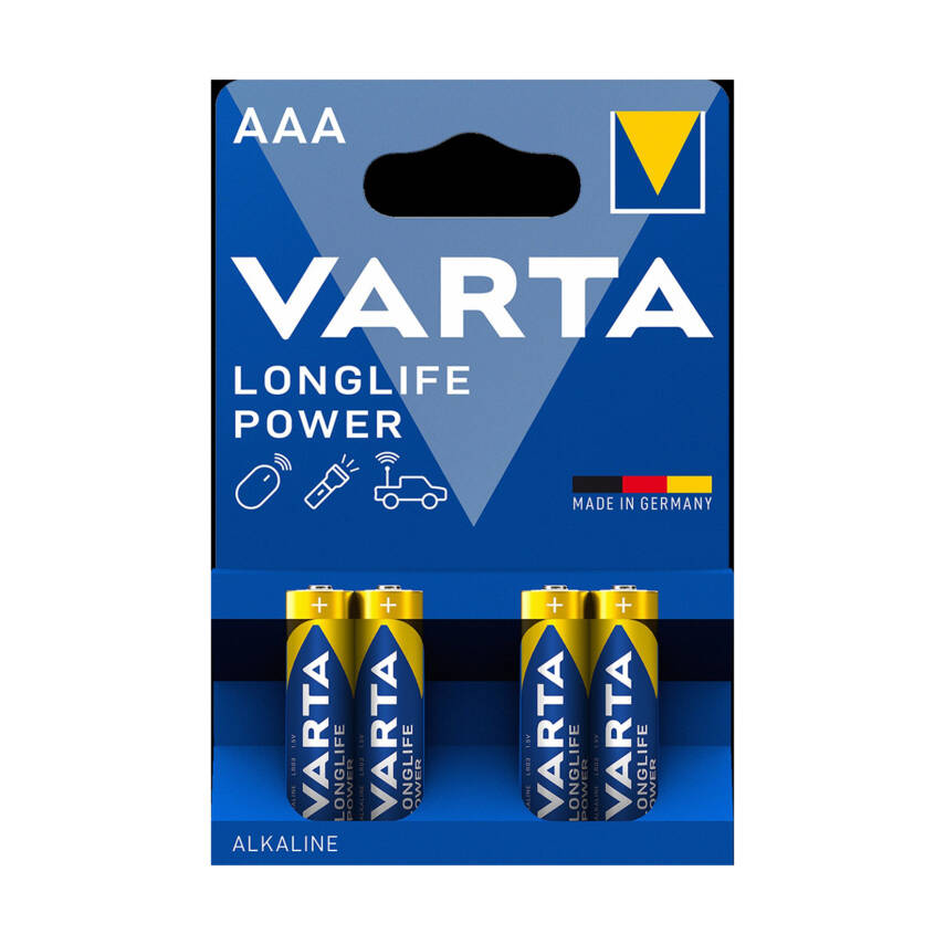 Varta Longlife Power AAA İnce Kalem Pil 4'lü Paket (Alkalin) - 1