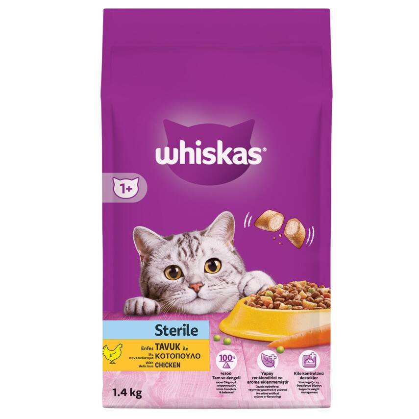 Whiskas Tavuklu Kısır Kedi Maması 1.4 Kg - 1