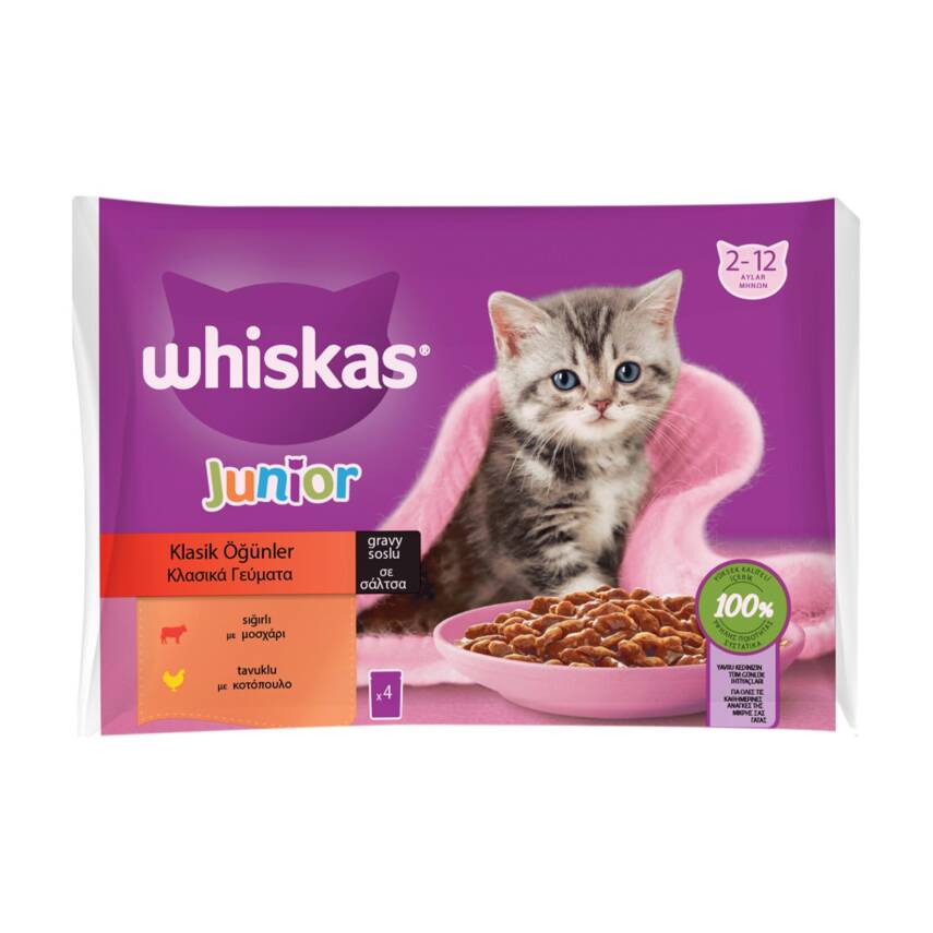 Whiskas Yavru Kediler İçin Paket Yaş Mama 4 x 85 G - 1