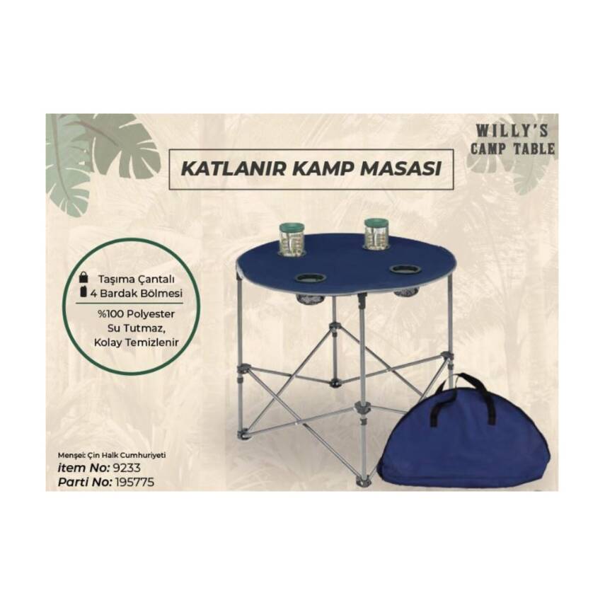 Willy's Katlanır Kamp Masası 72Cm - 1