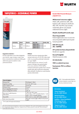 Yapıştırıcı Sızdırmaz Power - Beyaz 300ML - 5