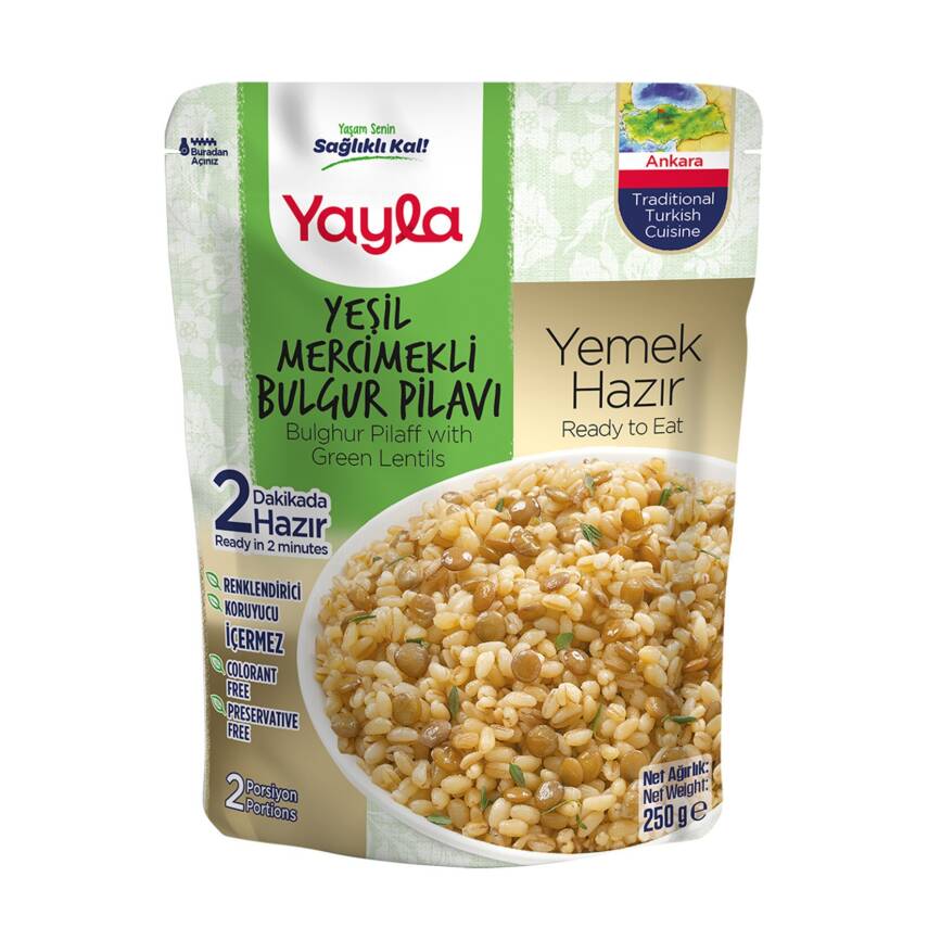 Yayla Yemek Hazır Yeşil Mercimek Bulgur Pilavı 250G - 1