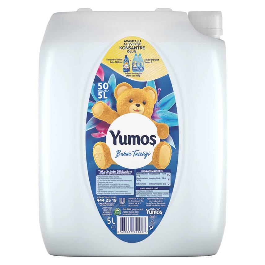 Yumoş Çamaşır Yumuşatıcısı Bahar Tazeliği 5 LT 50 Yıkama - 1