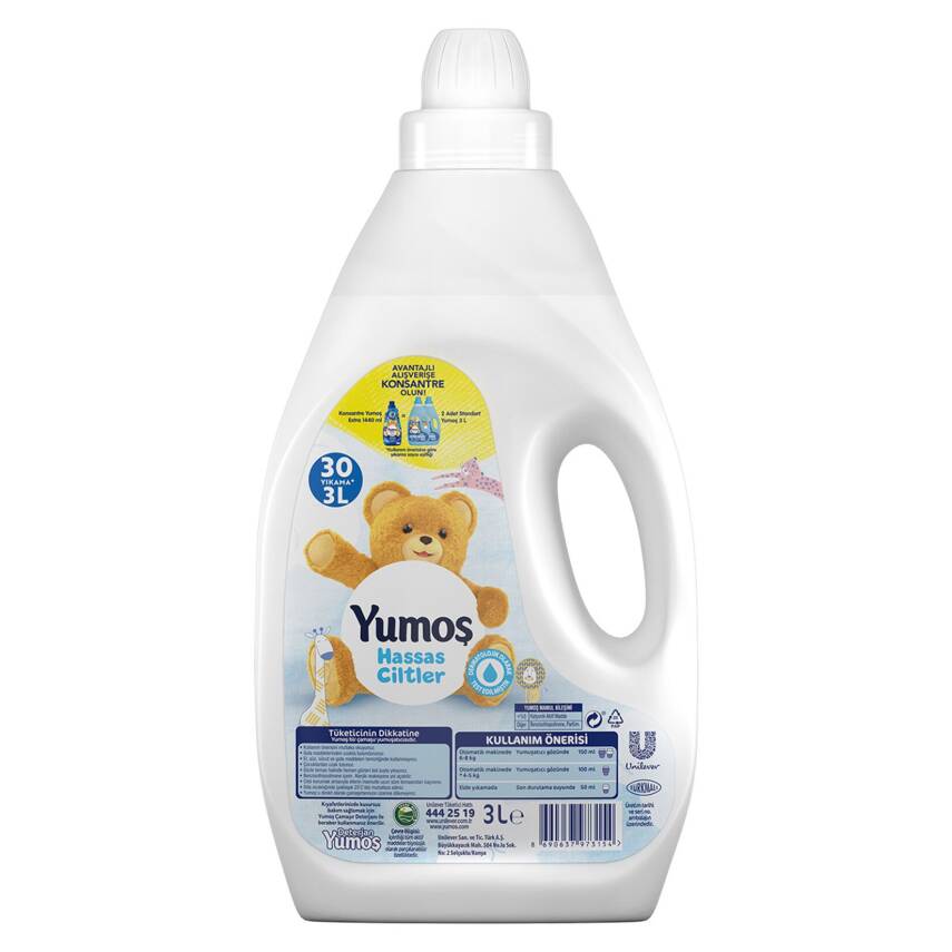 Yumoş Yumuşatıcı Hassas Ciltler İçin 3000 ML 30 Yıkama - 1