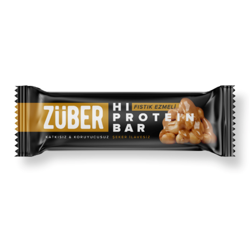 Züber Şeker İlavesiz Fıstık Ezmeli Hi-Protein Bar 45 G - 1